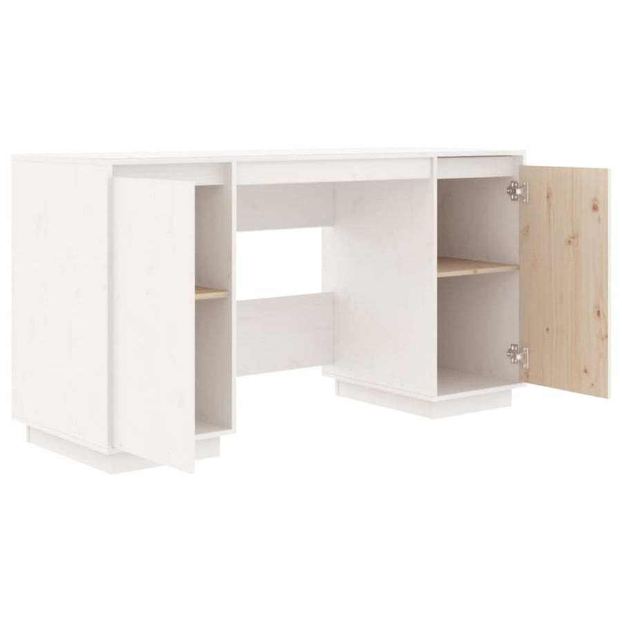 Bureau 140X50X75 Cm Massief Grenenhout Wit