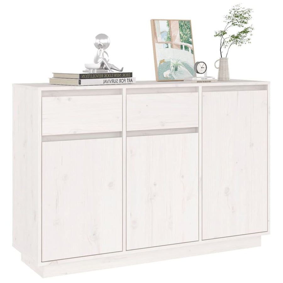 Dressoir 110X34X75 Cm Massief Grenenhout Wit
