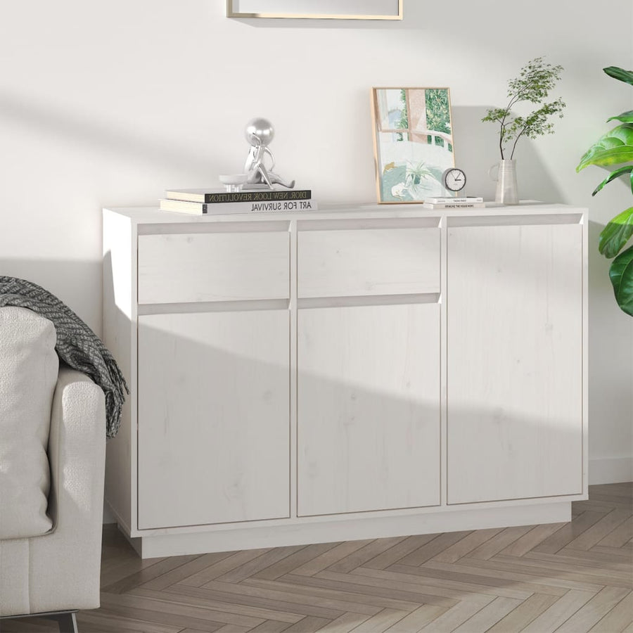 Dressoir 110X34X75 Cm Massief Grenenhout Wit