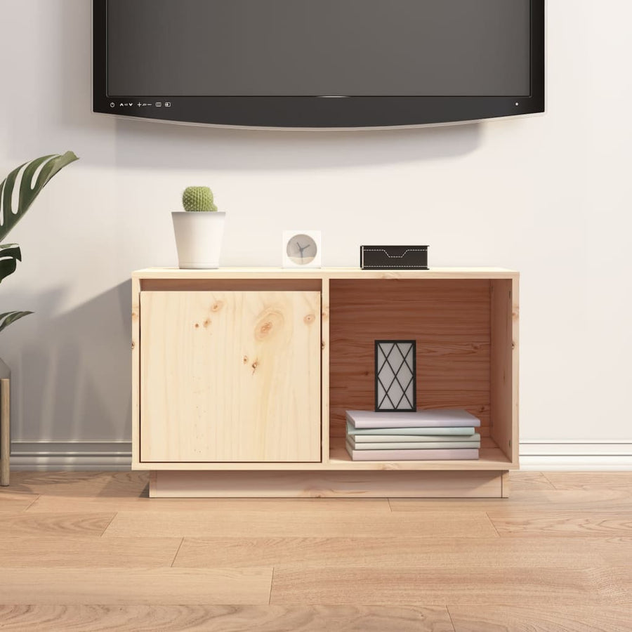 Tv-Meubel 74X35X44 Cm Massief Grenenhout Naturel