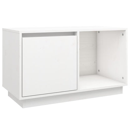 Tv-Meubel 74X35X44 Cm Massief Grenenhout Wit