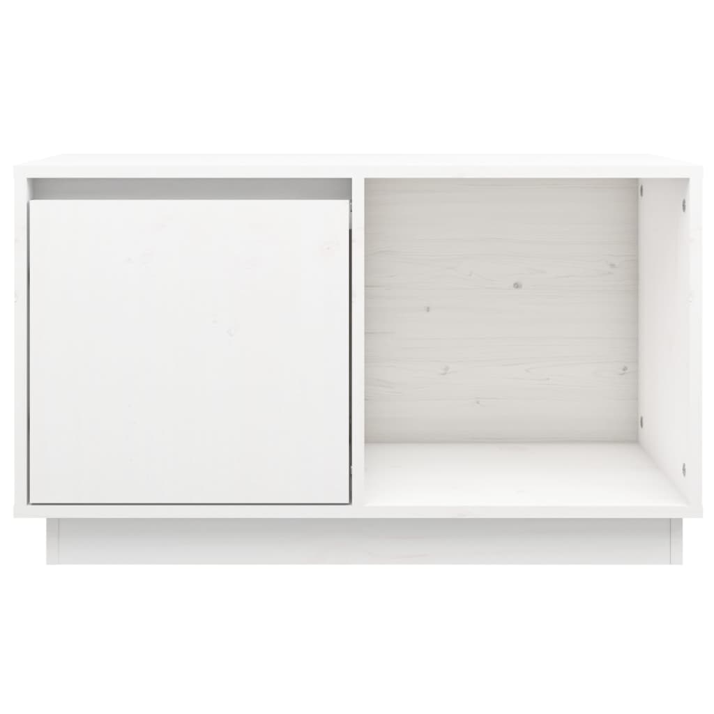 Tv-Meubel 74X35X44 Cm Massief Grenenhout Wit