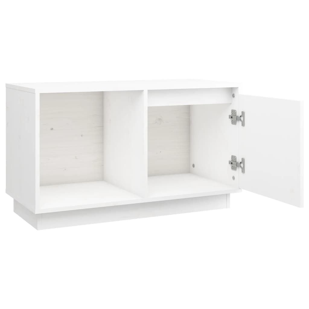 Tv-Meubel 74X35X44 Cm Massief Grenenhout Wit