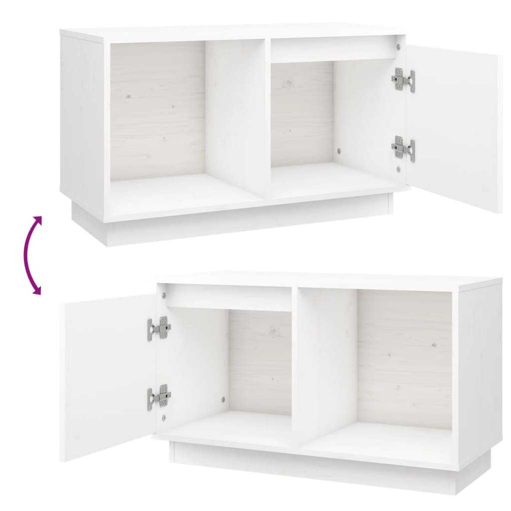 Tv-Meubel 74X35X44 Cm Massief Grenenhout Wit