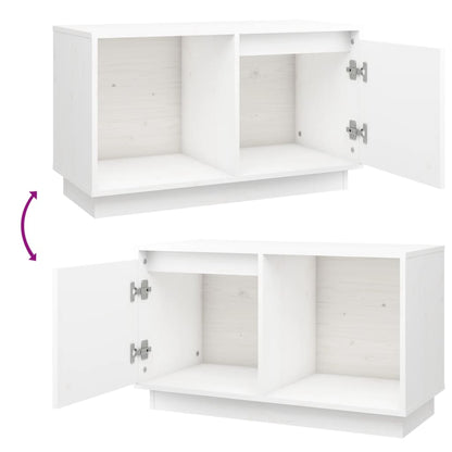 Tv-Meubel 74X35X44 Cm Massief Grenenhout Wit