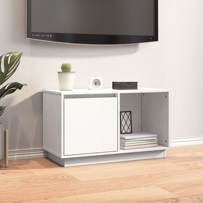 Tv-Meubel 74X35X44 Cm Massief Grenenhout Wit