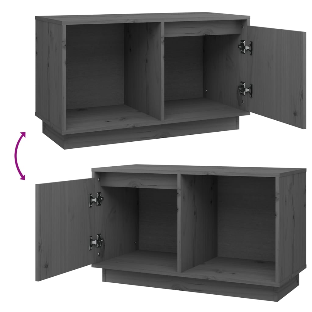 Tv-Meubel 74X35X44 Cm Massief Grenenhout Grijs