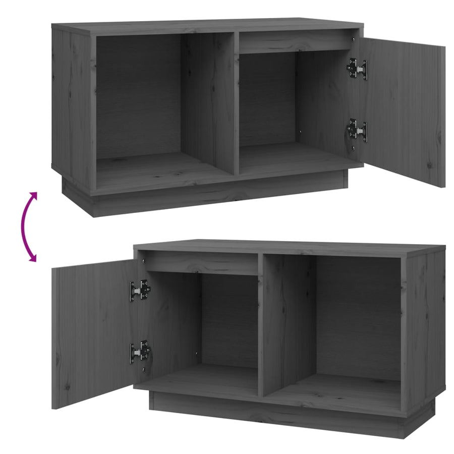 Tv-Meubel 74X35X44 Cm Massief Grenenhout Grijs