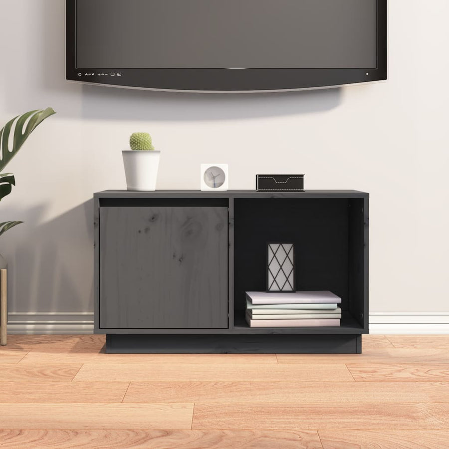 Tv-Meubel 74X35X44 Cm Massief Grenenhout Grijs