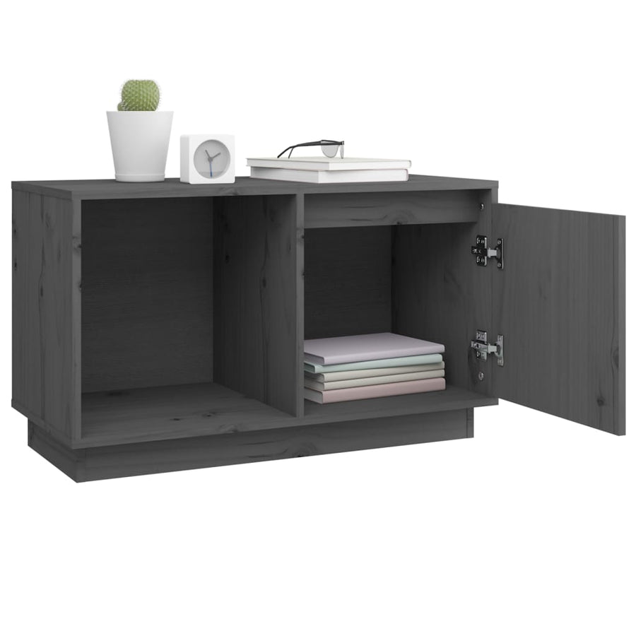 Tv-Meubel 74X35X44 Cm Massief Grenenhout Grijs