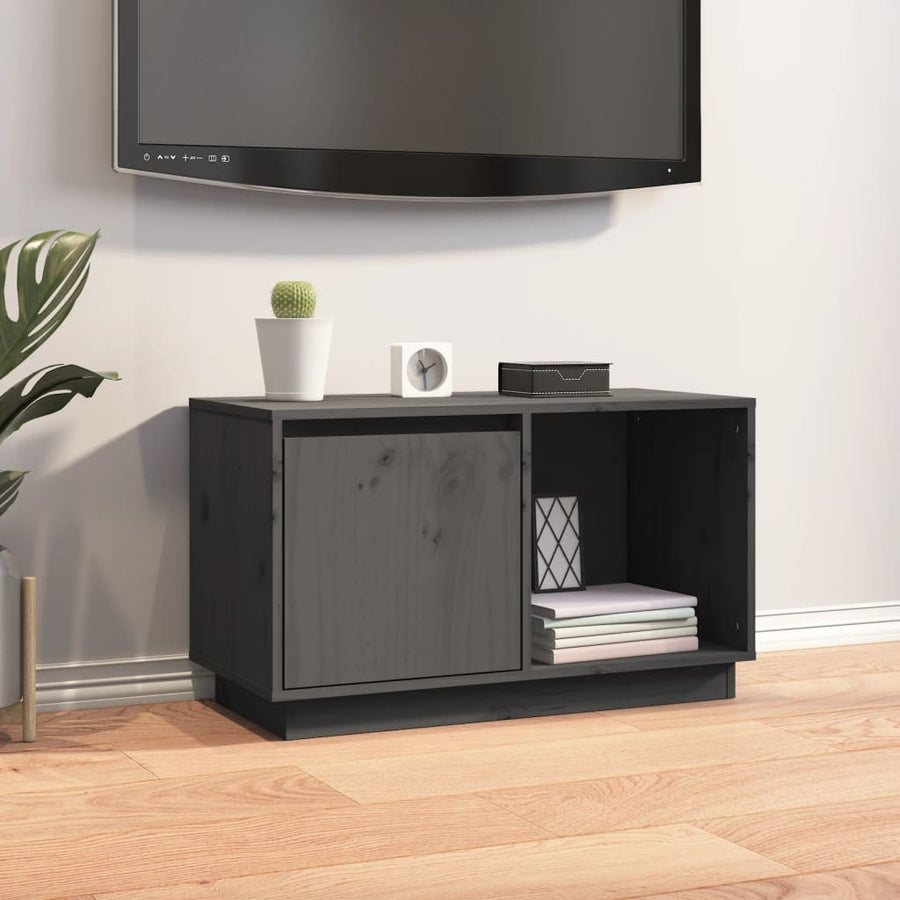 Tv-Meubel 74X35X44 Cm Massief Grenenhout Grijs