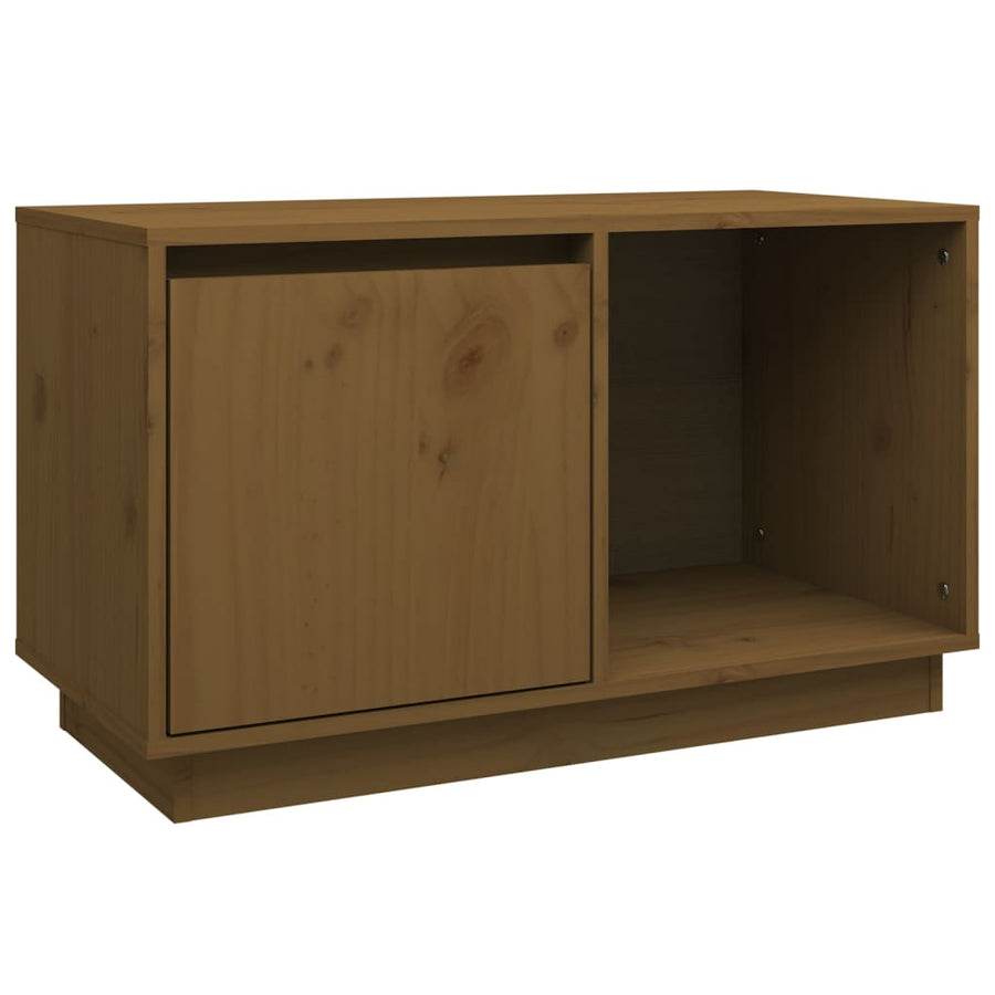 Tv-Meubel 74X35X44 Cm Massief Grenenhout Honingbruin