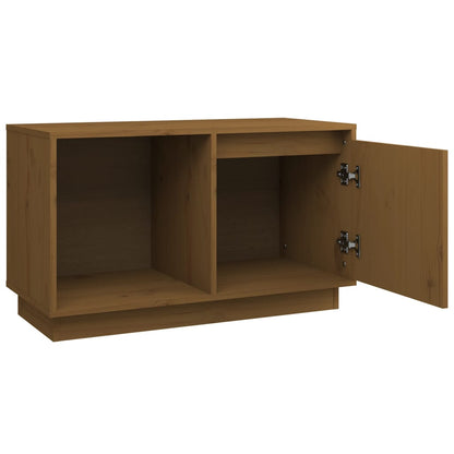 Tv-Meubel 74X35X44 Cm Massief Grenenhout Honingbruin