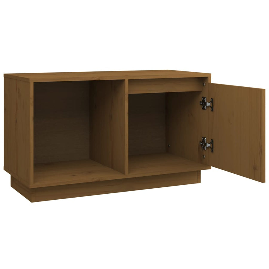 Tv-Meubel 74X35X44 Cm Massief Grenenhout Honingbruin