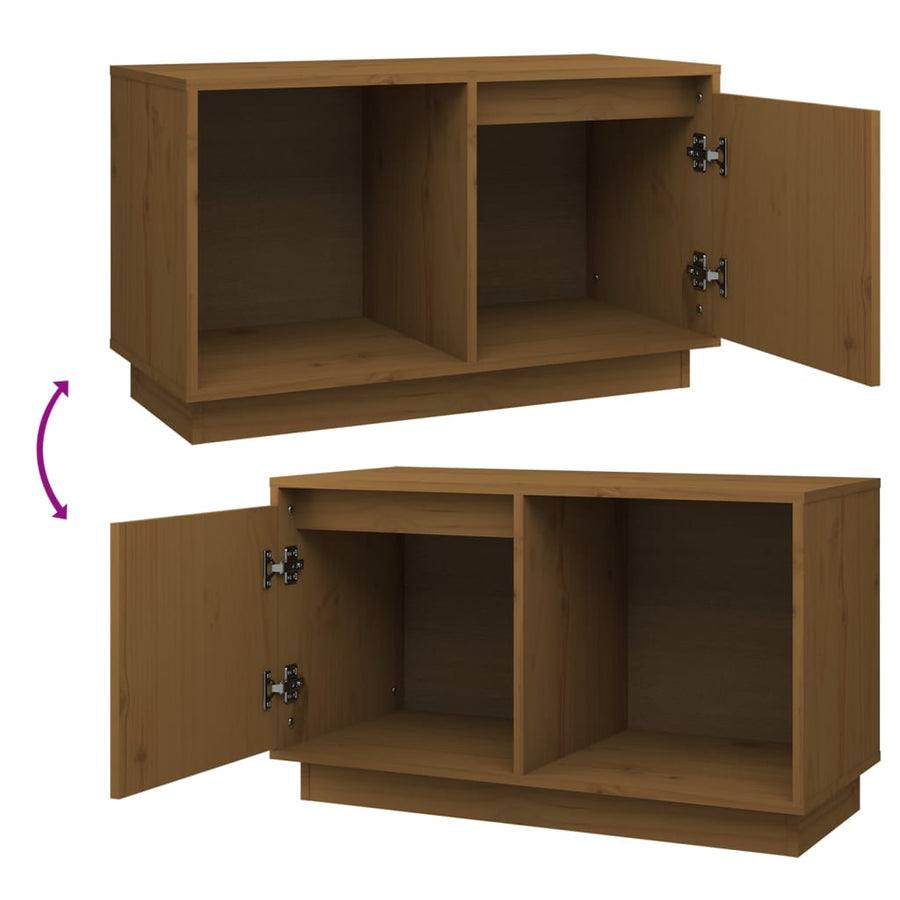 Tv-Meubel 74X35X44 Cm Massief Grenenhout Honingbruin