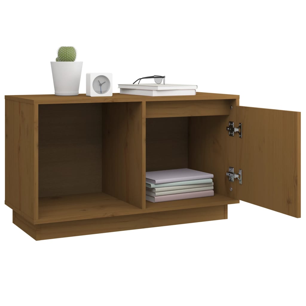 Tv-Meubel 74X35X44 Cm Massief Grenenhout Honingbruin