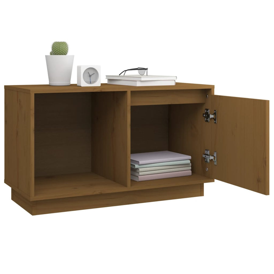 Tv-Meubel 74X35X44 Cm Massief Grenenhout Honingbruin