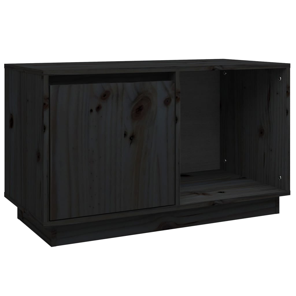 Tv-Meubel 74X35X44 Cm Massief Grenenhout Zwart