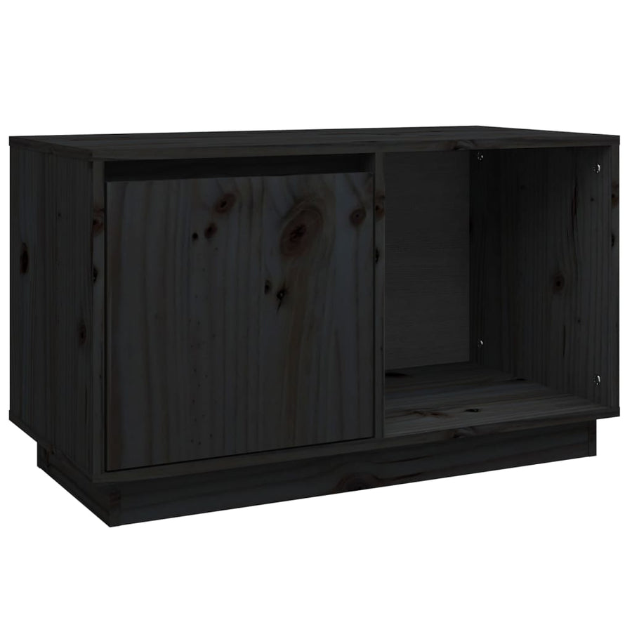 Tv-Meubel 74X35X44 Cm Massief Grenenhout Zwart