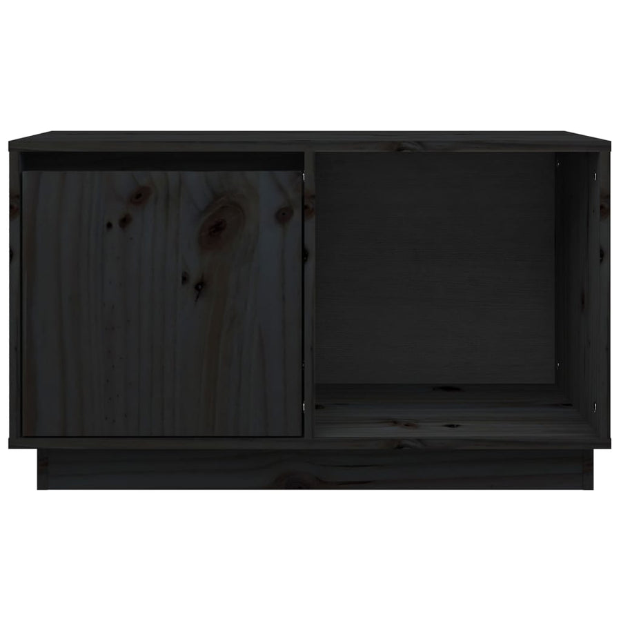 Tv-Meubel 74X35X44 Cm Massief Grenenhout Zwart