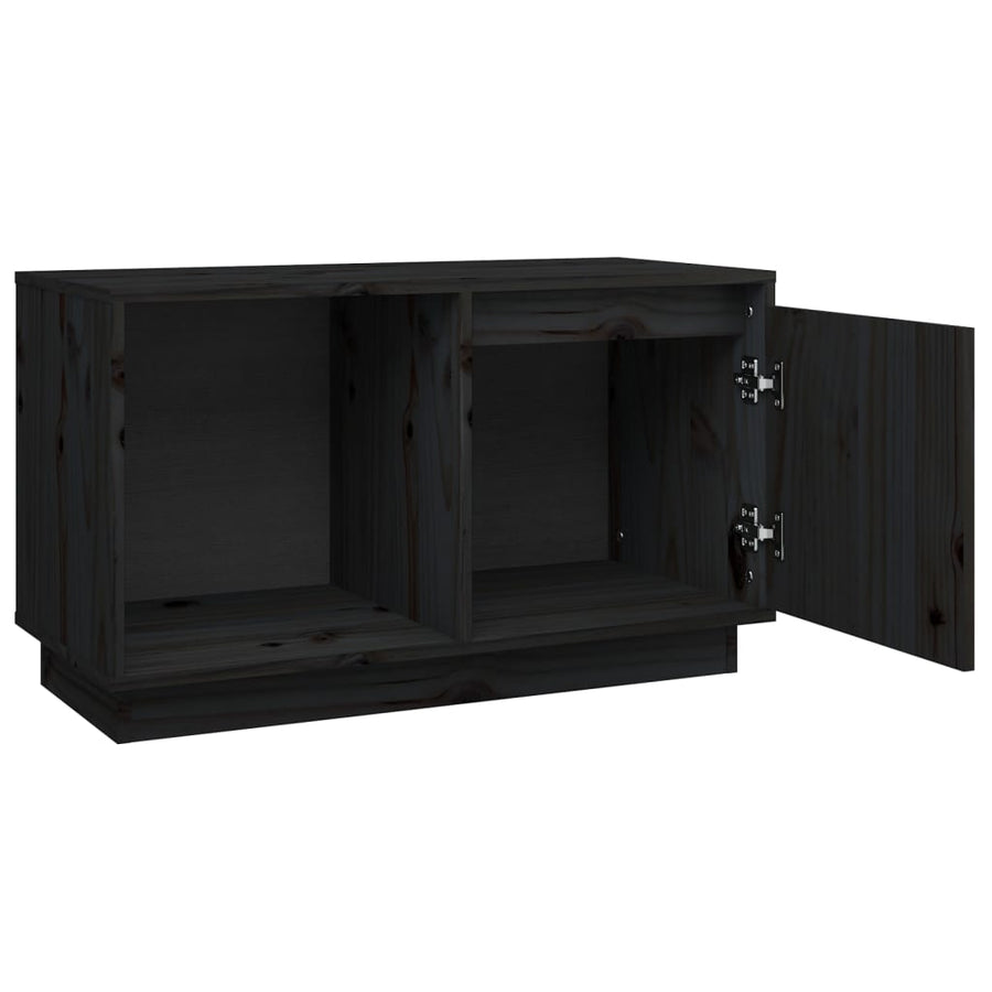 Tv-Meubel 74X35X44 Cm Massief Grenenhout Zwart
