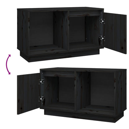 Tv-Meubel 74X35X44 Cm Massief Grenenhout Zwart