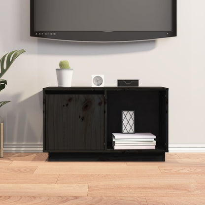 Tv-Meubel 74X35X44 Cm Massief Grenenhout Zwart