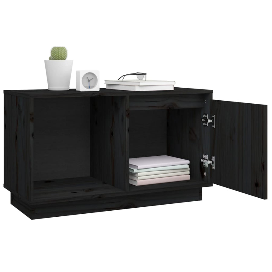 Tv-Meubel 74X35X44 Cm Massief Grenenhout Zwart