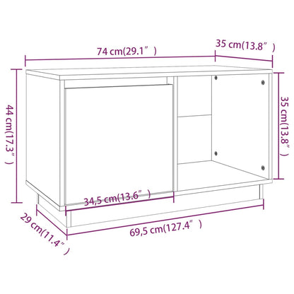Tv-Meubel 74X35X44 Cm Massief Grenenhout Zwart