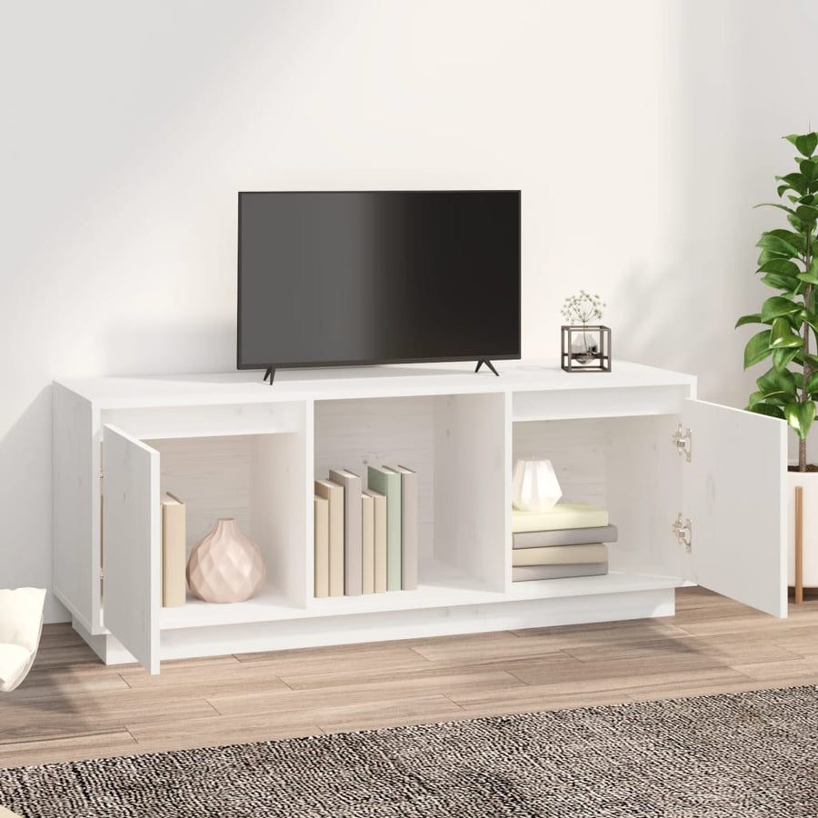 Tv-Meubel 0,5X35X44 Cm Massief Grenenhout Wit