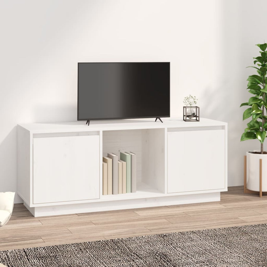 Tv-Meubel 0,5X35X44 Cm Massief Grenenhout Wit
