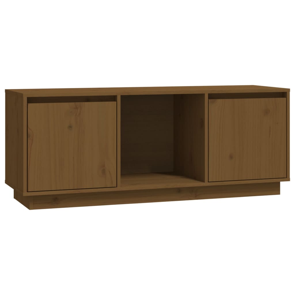 Tv-Meubel 0,5X35X44 Cm Massief Grenenhout Honingbruin