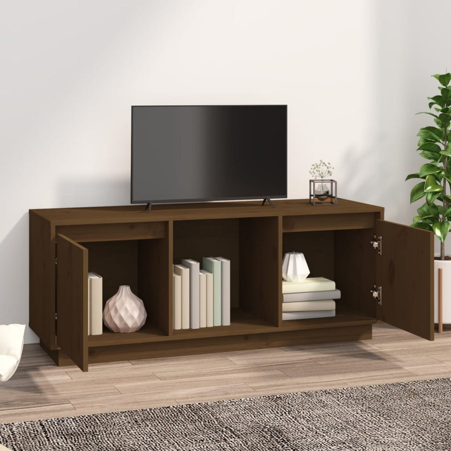 Tv-Meubel 0,5X35X44 Cm Massief Grenenhout Honingbruin