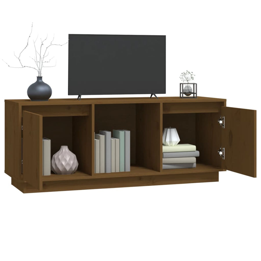 Tv-Meubel 0,5X35X44 Cm Massief Grenenhout Honingbruin