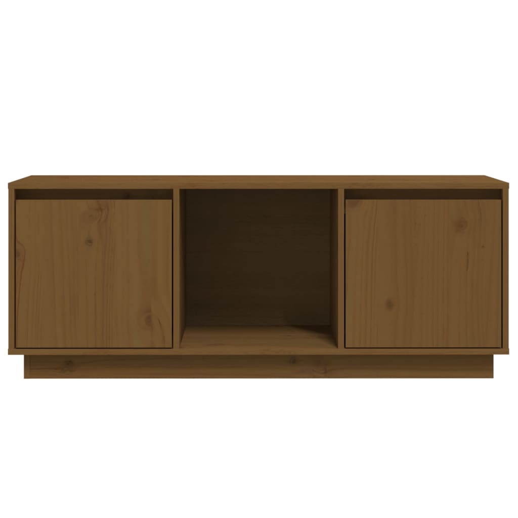 Tv-Meubel 0,5X35X44 Cm Massief Grenenhout Honingbruin