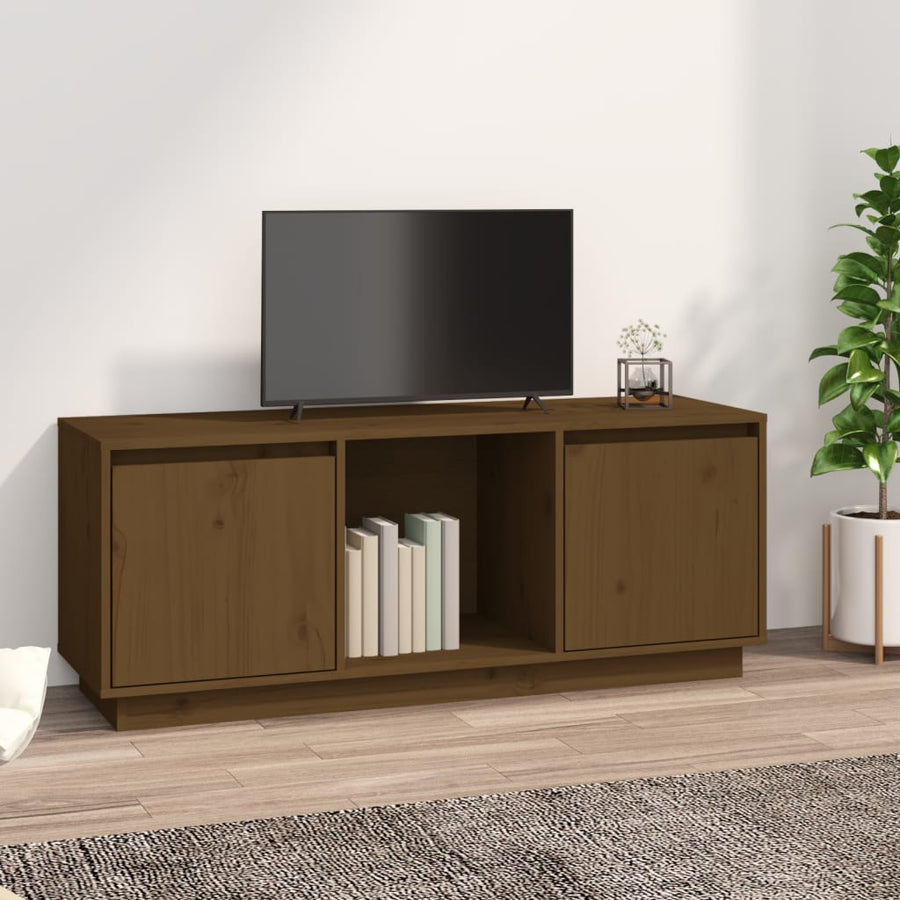 Tv-Meubel 0,5X35X44 Cm Massief Grenenhout Honingbruin