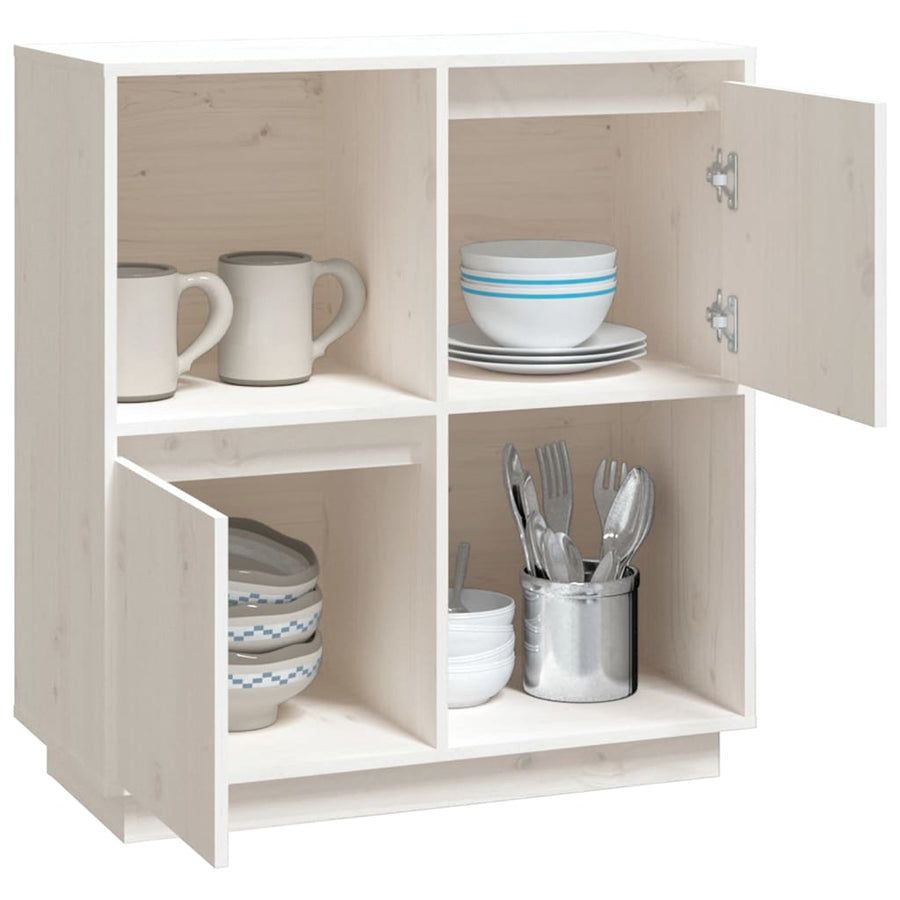 Dressoir 74X35X80 Cm Massief Grenenhout Wit