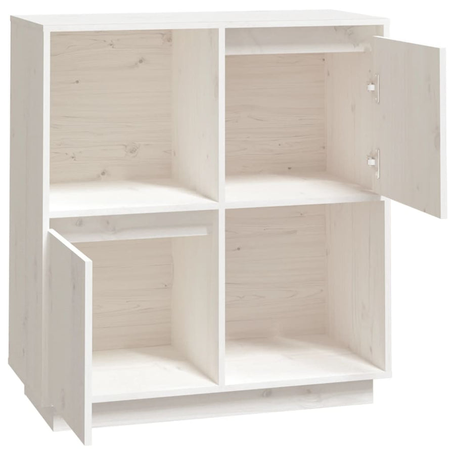 Dressoir 74X35X80 Cm Massief Grenenhout Wit
