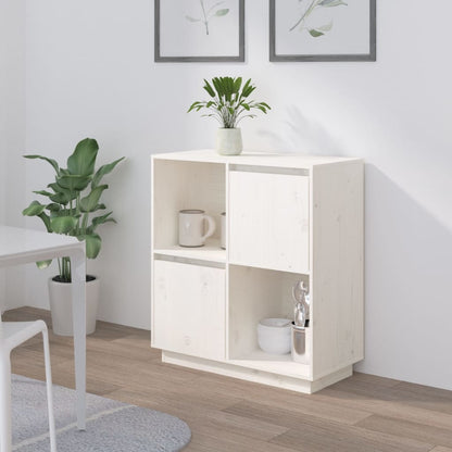 Dressoir 74X35X80 Cm Massief Grenenhout Wit
