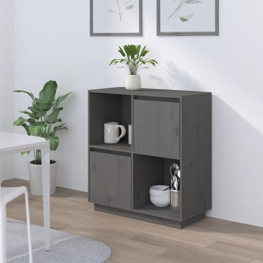 Dressoir 74X35X80 Cm Massief Grenenhout Grijs