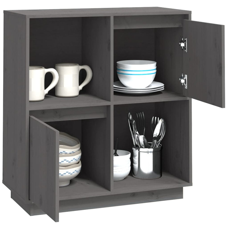 Dressoir 74X35X80 Cm Massief Grenenhout Grijs