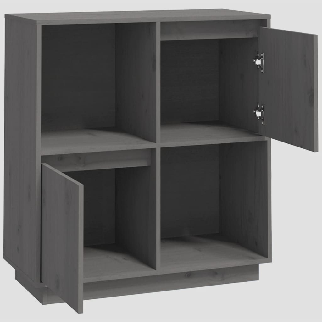 Dressoir 74X35X80 Cm Massief Grenenhout Grijs