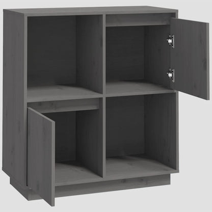 Dressoir 74X35X80 Cm Massief Grenenhout Grijs