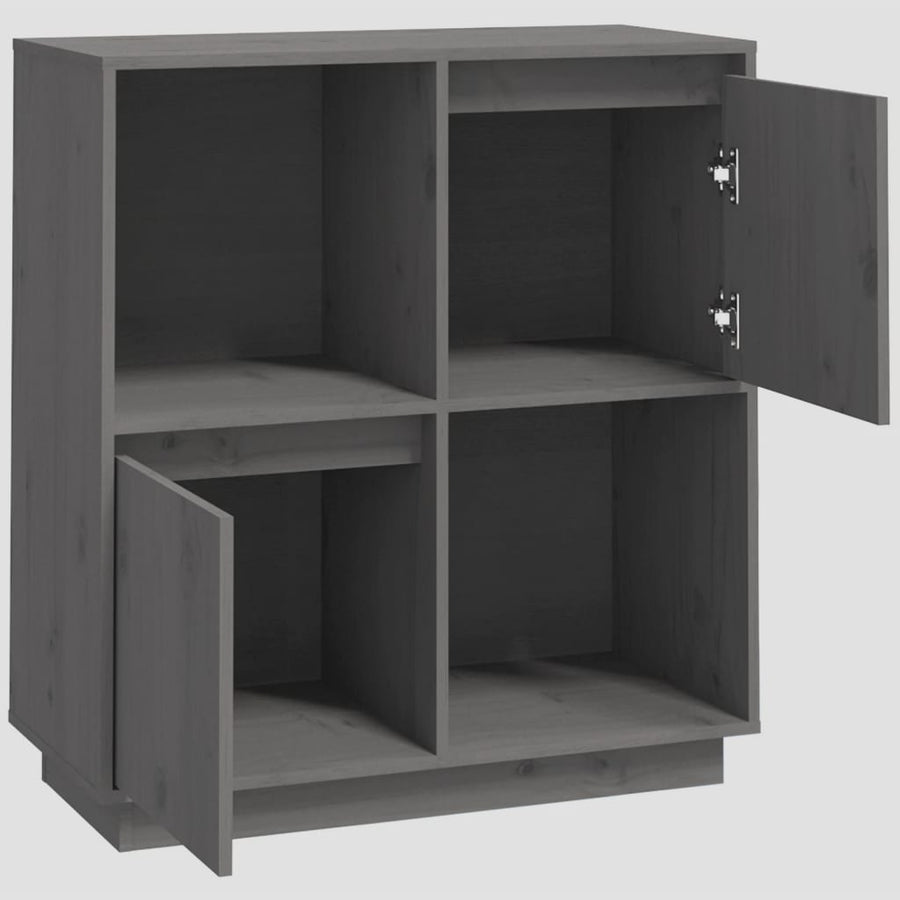 Dressoir 74X35X80 Cm Massief Grenenhout Grijs