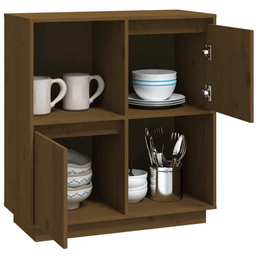Dressoir 74X35X80 Cm Massief Grenenhout Honingbruin