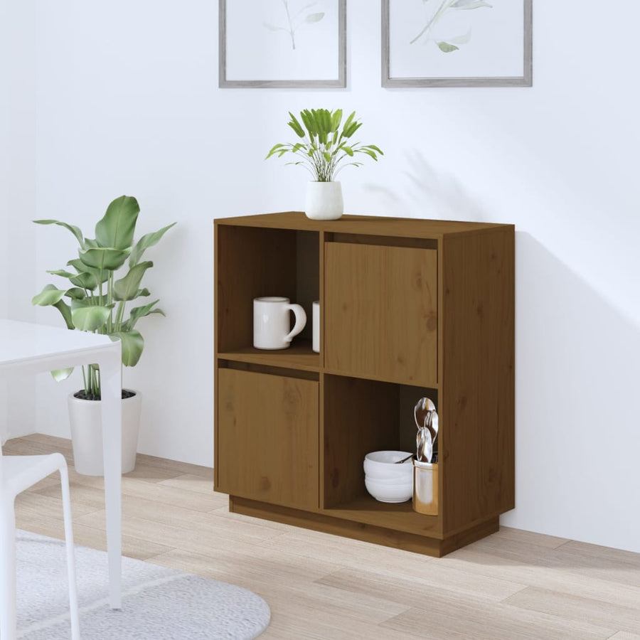 Dressoir 74X35X80 Cm Massief Grenenhout Honingbruin