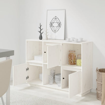 Dressoir 110,5X35X80 Cm Massief Grenenhout Wit