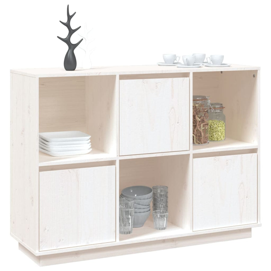 Dressoir 110,5X35X80 Cm Massief Grenenhout Wit