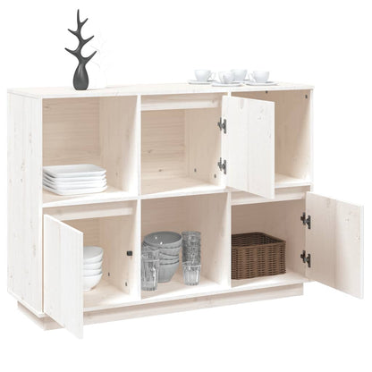 Dressoir 110,5X35X80 Cm Massief Grenenhout Wit