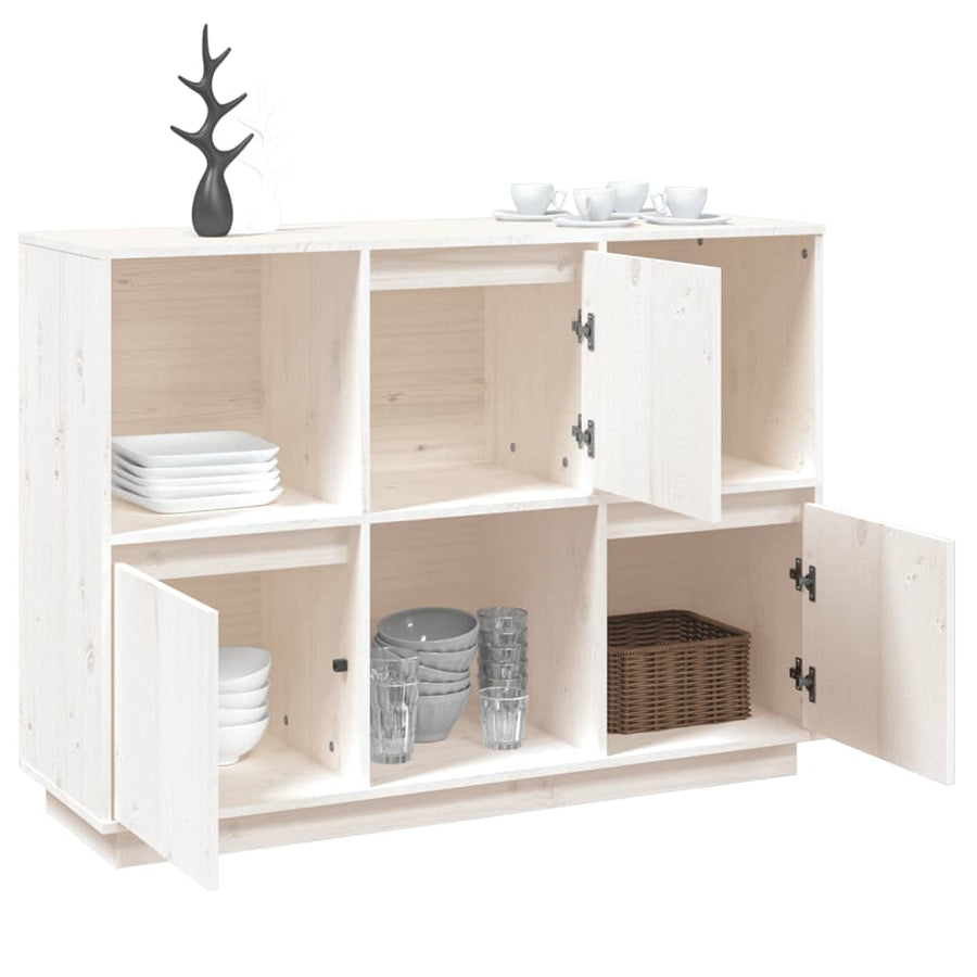 Dressoir 110,5X35X80 Cm Massief Grenenhout Wit